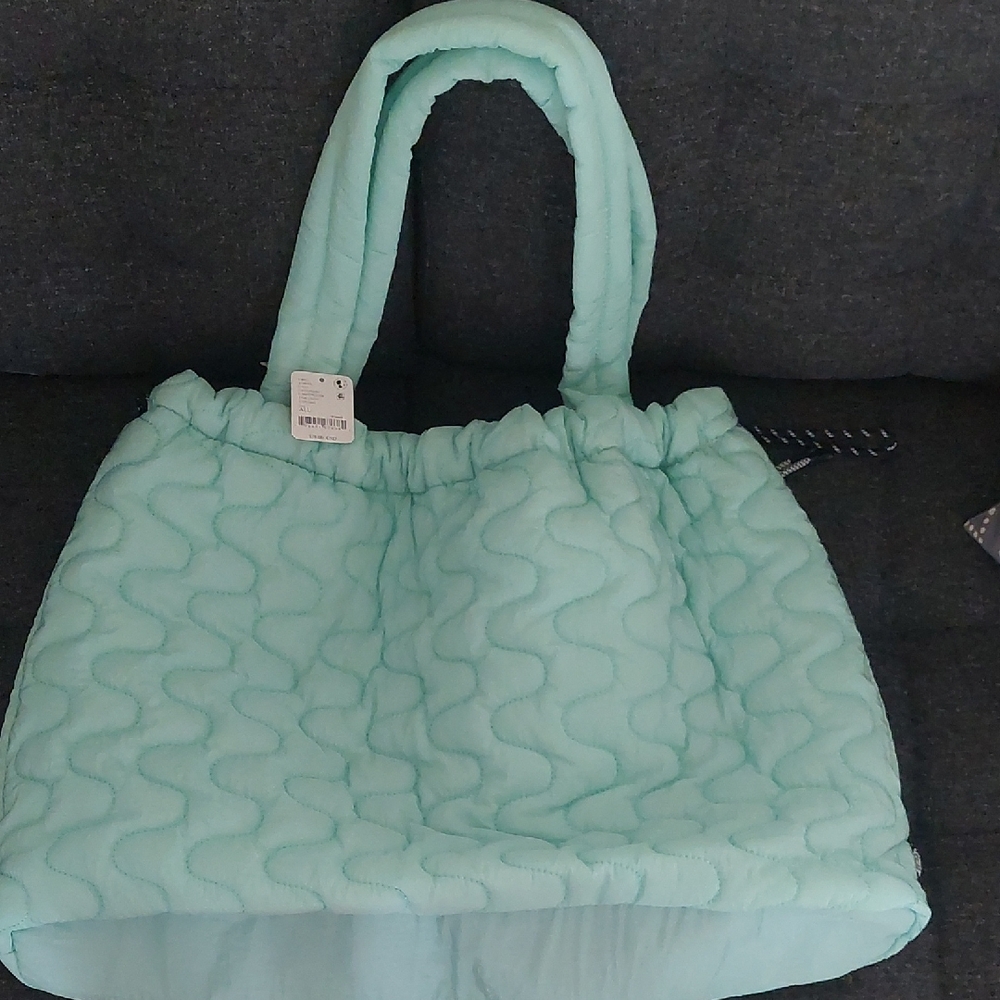 FP Movement by Free People Quilted Puffy Tote in Mint Green